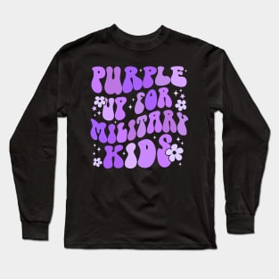 purple Up For Military Kids groovy Long Sleeve T-Shirt